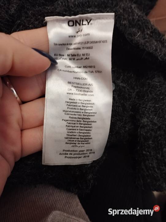 Ciemnoszary Kardigan ONLY Asymetryczny Zamek długi Ropczyce