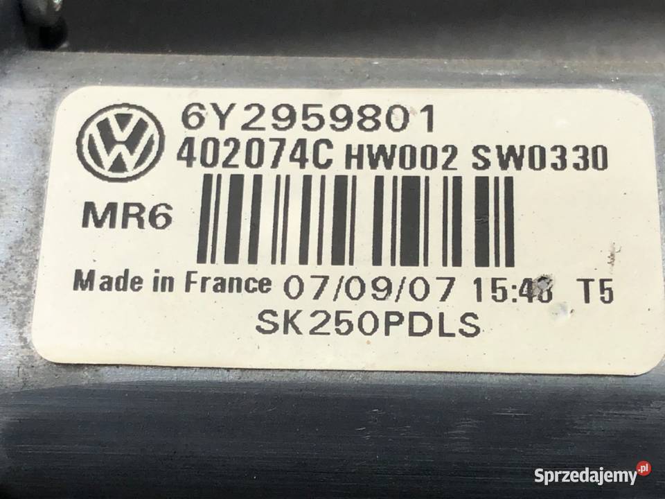 PODNOŚNIK SZYBY PRAWY PRZÓD SKODA FABIA II