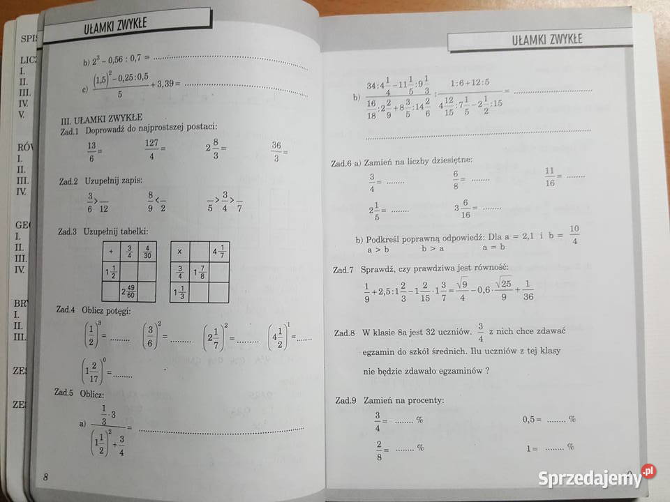 MATEMATYKA zestawy egzaminacyjne egzaminy Podręczniki Książki i Podręczniki Złotniki