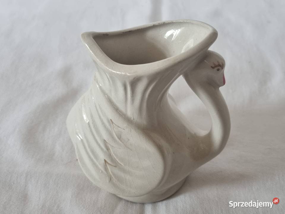 Porcelitowy dzbanek w kształcie łabędzia stary inny kolor Dom i Ogród Warszawa