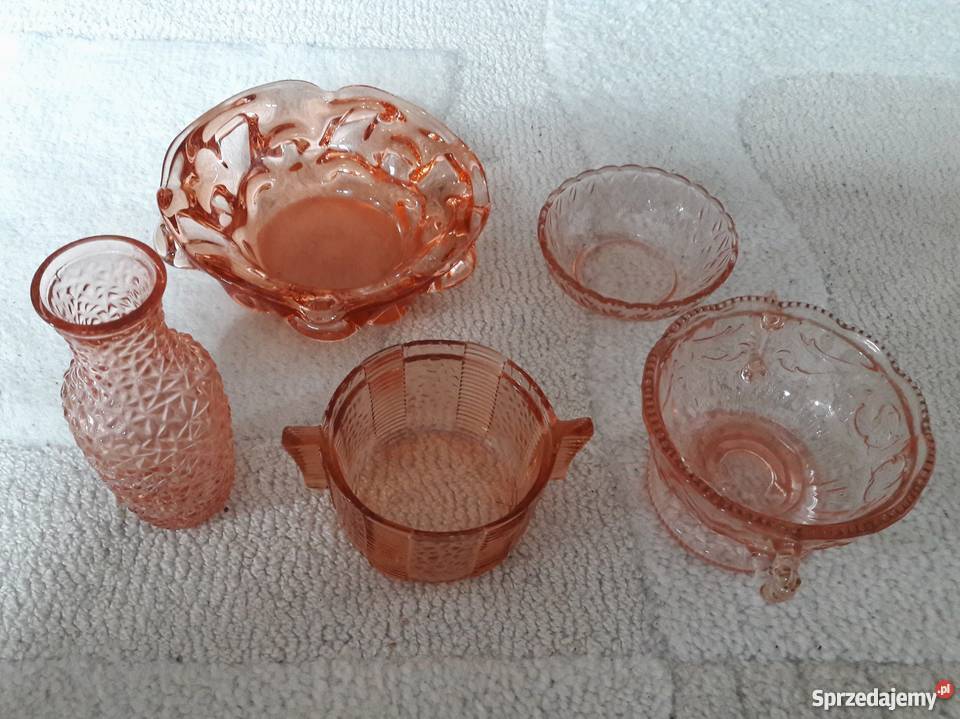 Różowe szkło kuchenne lata 60te Warszawa