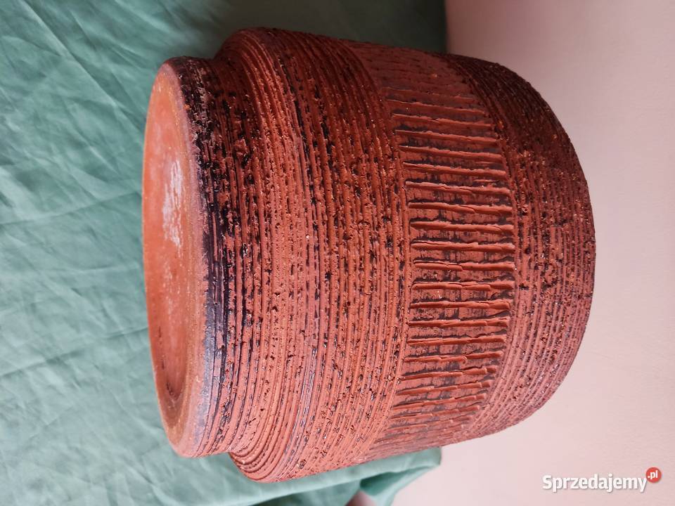 Donica doniczka ceramiczna brązowa fi 30 Wyposażenie wnętrz Głuchołazy