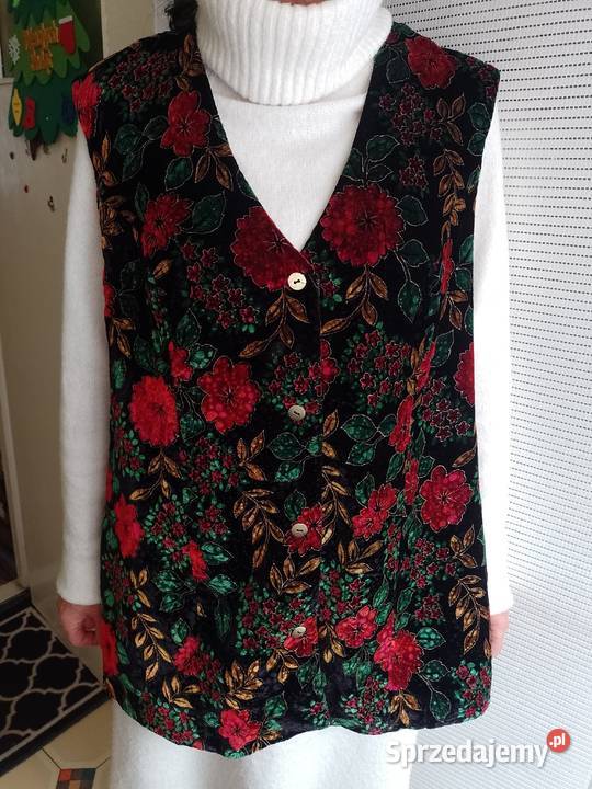 4850 4XL5XL Aksamitna Bogato zdobiona kamizelka czarny Kraków