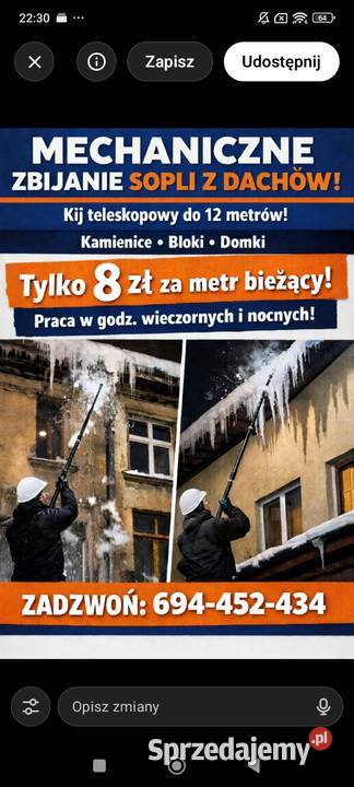 Mechaniczne zbijanie sopli lubelskie