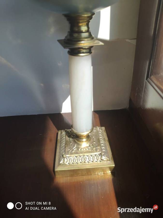 Stara francuska lampa naftowa XIX w onyks Antyki Kraków