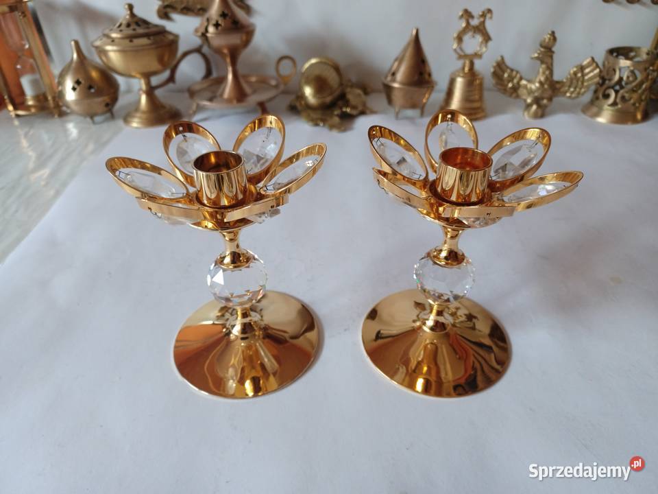 Komplet dwóch świeczników Mosiądz Kolekcja