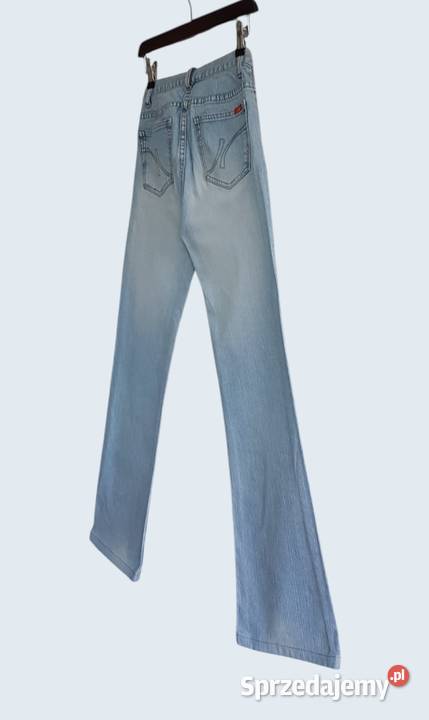 Damskie bawełniane spodnie niebieskie dzwony Bez wzoru Chrzanów