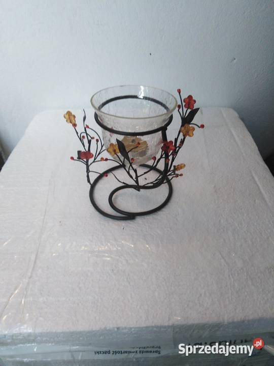 Świecznik ozdobny szklanometalowy Ostrołęka