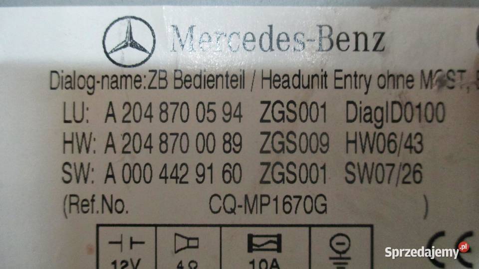 MERCEDES W204 07r radio CD A2048700594