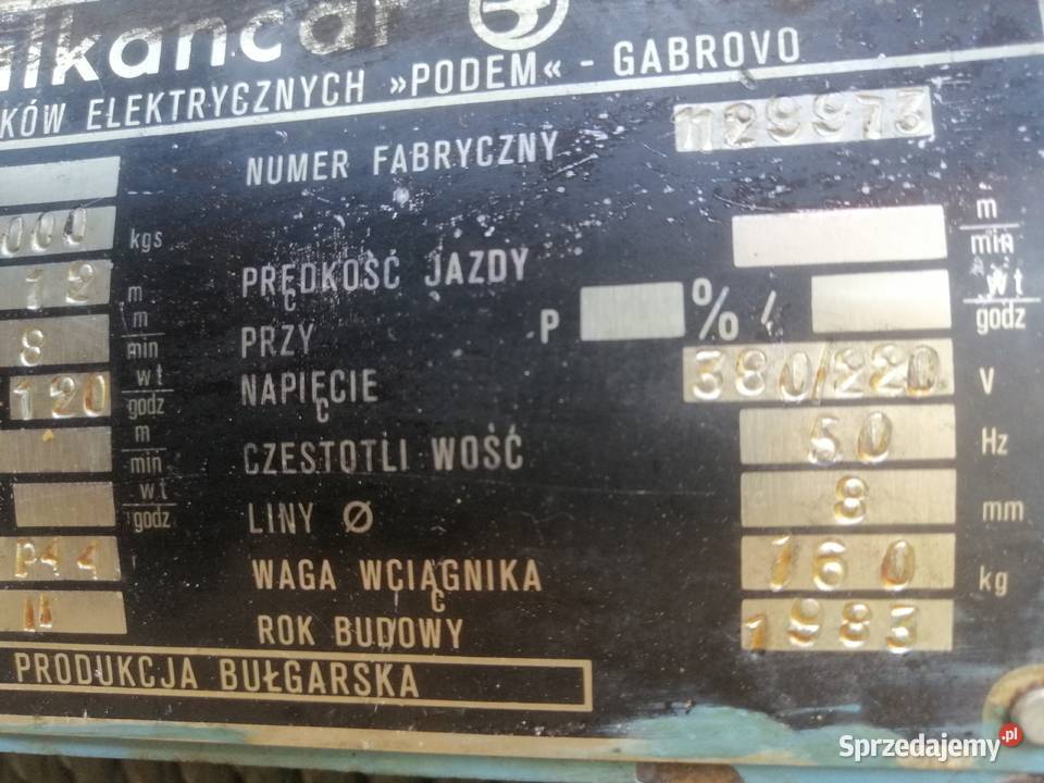 Wciagnik 1 T BALKANCAR wyciągarka suwnica NOWA sprzedam