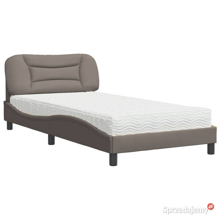 Łóżko z materacem taupe obite tkaniną 100x200 218cm Warszawa
