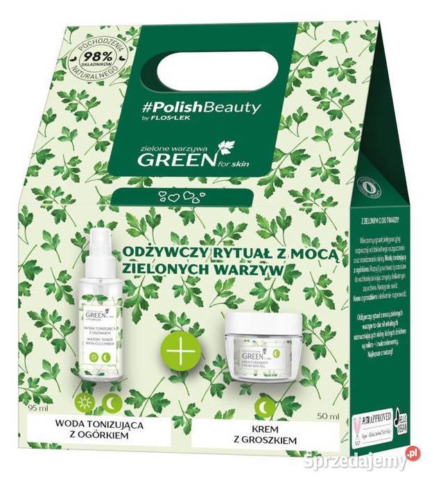 PolishBeauty Green zestaw WODA TONIZUJĄCA KREM z
