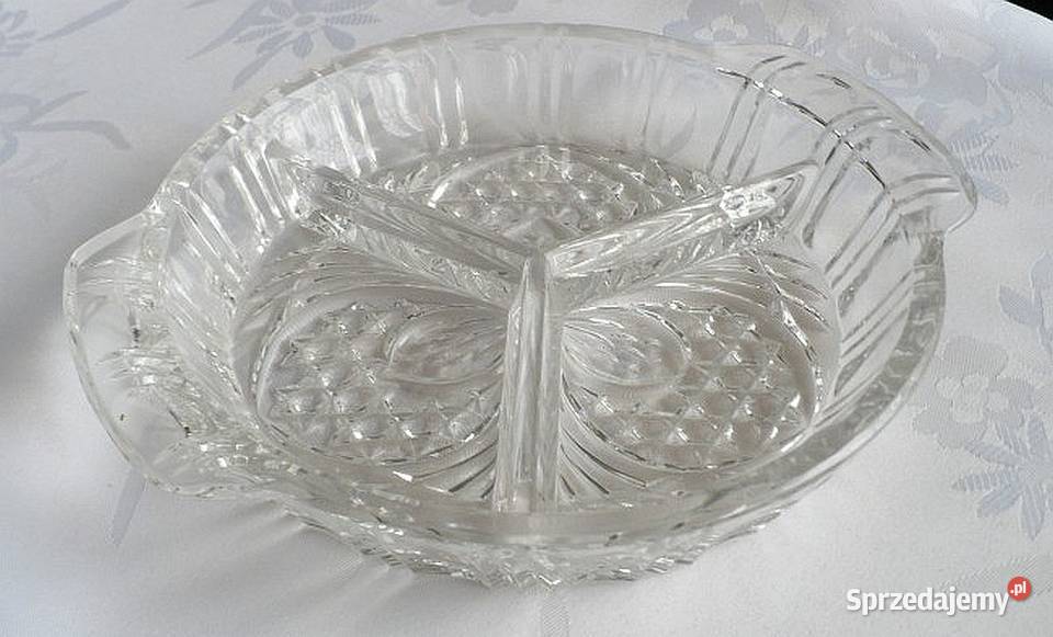 patera trójdzielna taca na słodycze kryształ PRL Suwałki