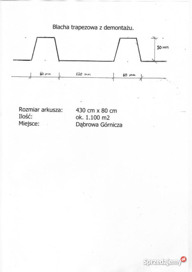 Blacha trapezowa z demontażu śląskie Dąbrowa Górnicza