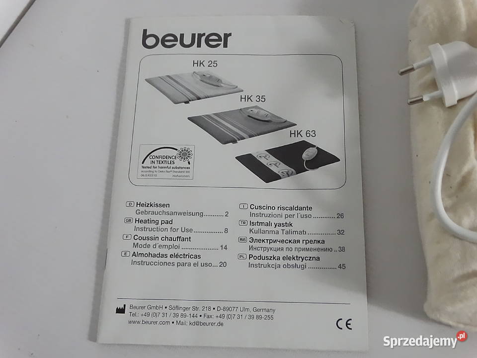 Poduszka elektryczna Beurer HK 25 3 poziomy mocy Biłgoraj