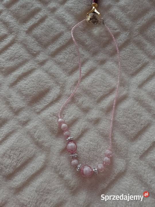 Różowy Bogato zdobiony naszyjnik korale Kraków sprzedam