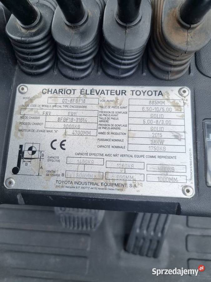 Wózek widłowy 8FGF18 Toyota 2015r 47m triplex 4 Wózki widłowe Siedlce sprzedam
