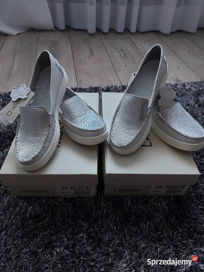 Nowe 2 pary buty półbuty baleriny mokasyny skóra Olkusz