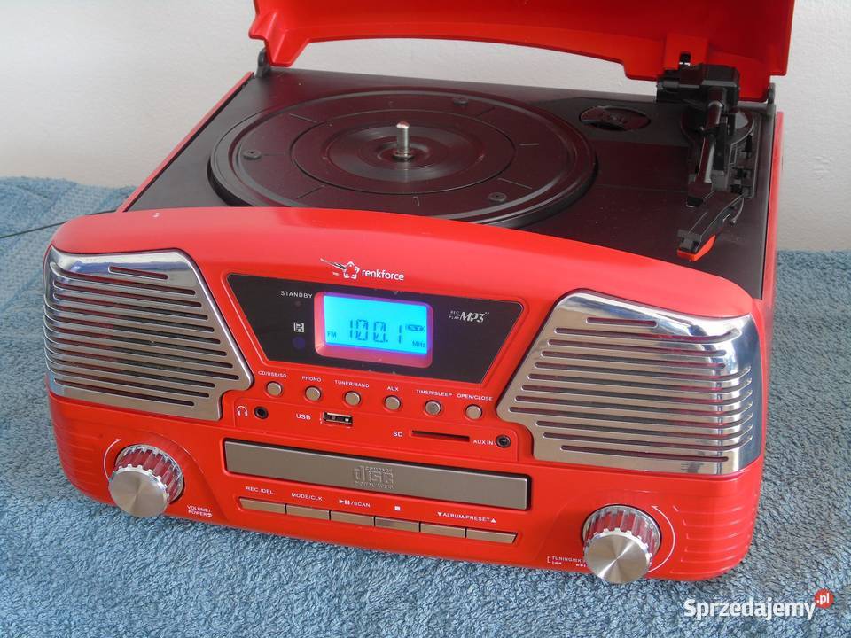 Gramofon z radiem USB SD mp3 AUX i głośniki