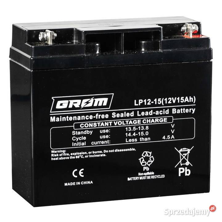 Akumulator żelowy GROM 12V 15Ah LP1215 Części i akcesoria Lublin