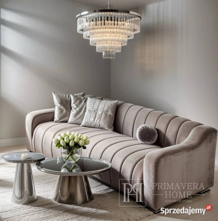 Nowoczesna sofa 3 osobowa szara na srebrnej mazowieckie Warszawa