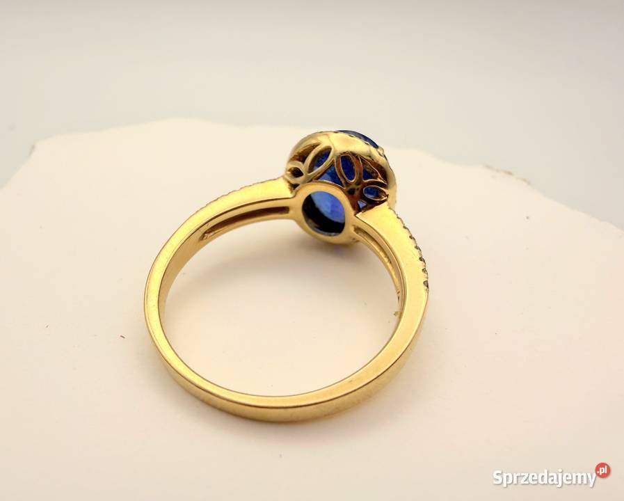 Cudowny złoty pierścionek 18K z szafirem i Piercing Szczecin