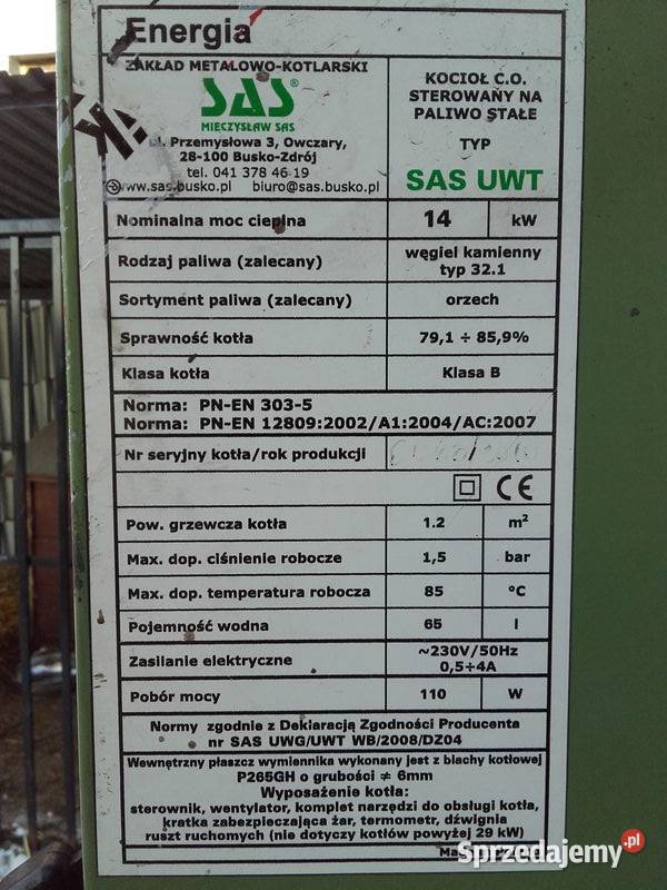 KOCIOŁ CO NA PALIWO STAŁE SAS UWT 14kW Lublin