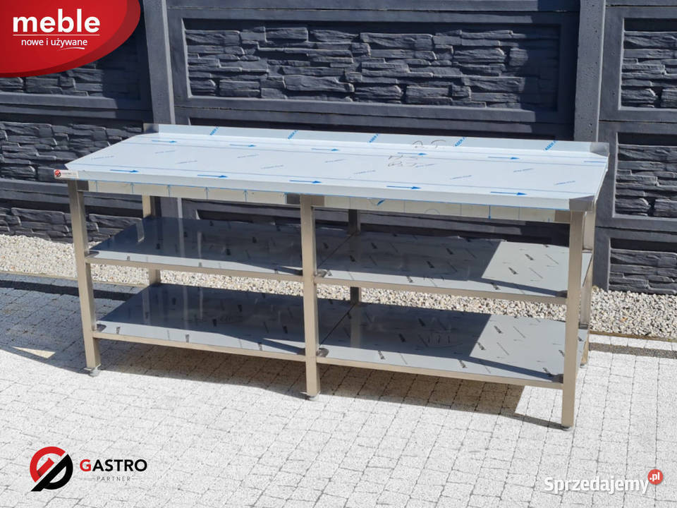 Stół przyścienny gastronomiczny z dwoma półkami Ostrów Wielkopolski