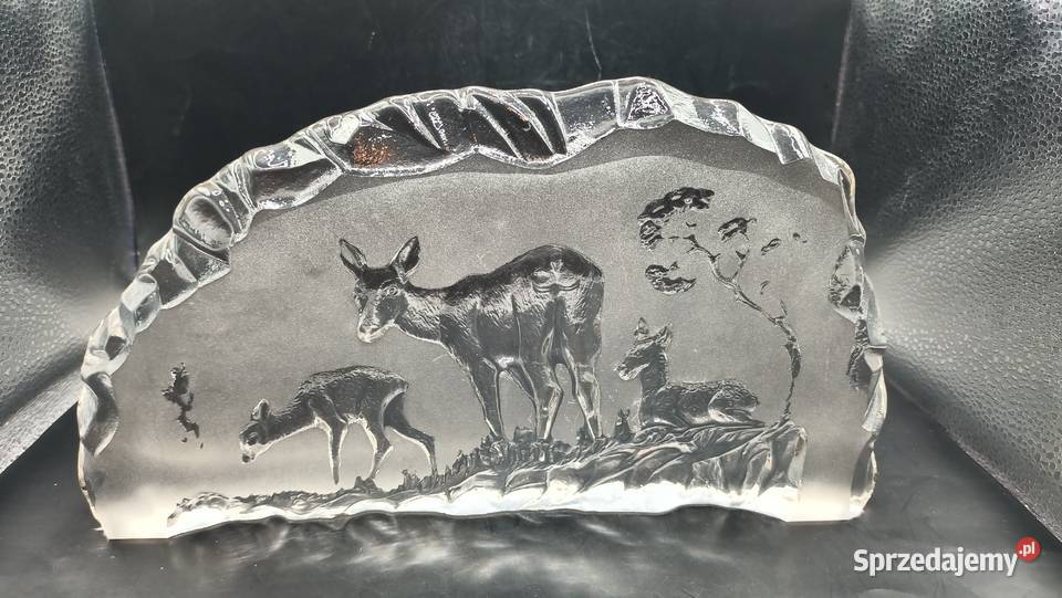 Szkło duży przycisk do papieru motyw myśliwski Zamość