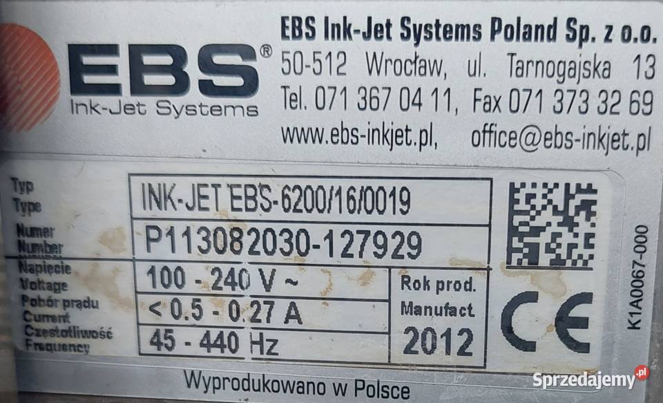 Drukarka przemysłowa EBS 6200 2 Warka