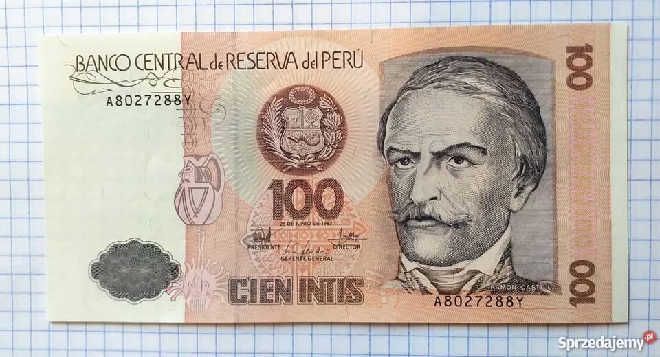 BANKNOT 100 INTIS 100 INTI 1987 SER A8027288Y lubelskie Piszczac