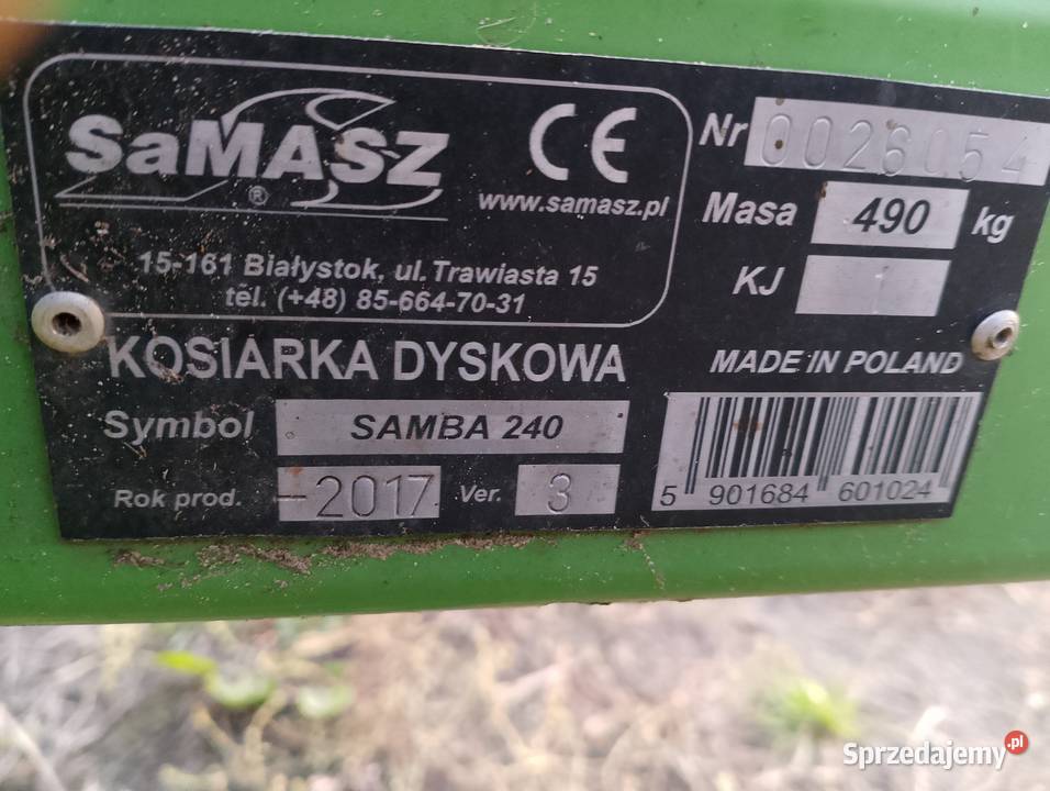Sprzedam kosiarkę dyskowa SAMBA 240 Lite CUT Łęczyca