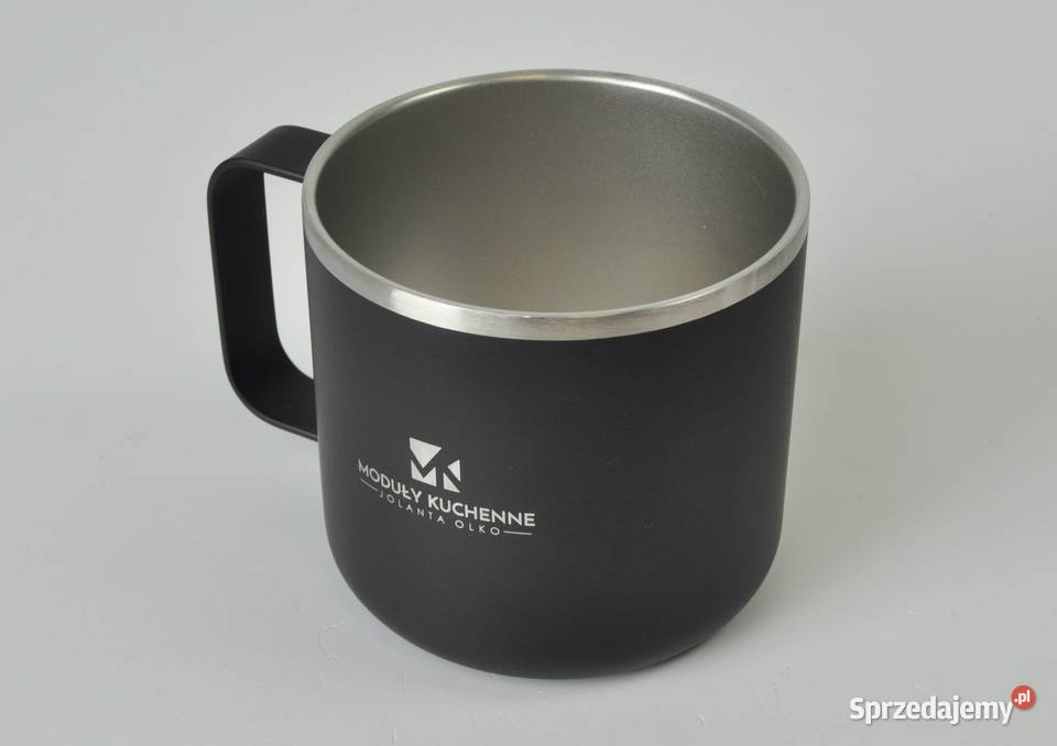 Kubek ze stali nierdz logo grawer 350 ml 5 czarny podkarpackie Leżajsk