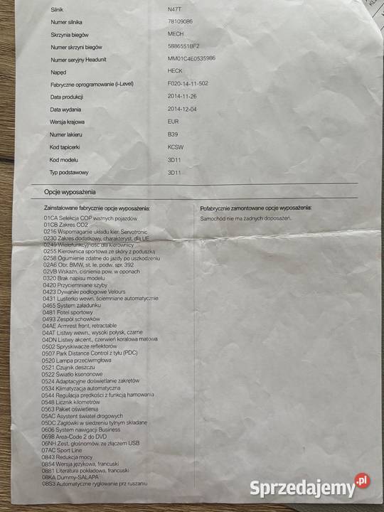 BMW Seria 3 F30 Sport Line Barcin sprzedam