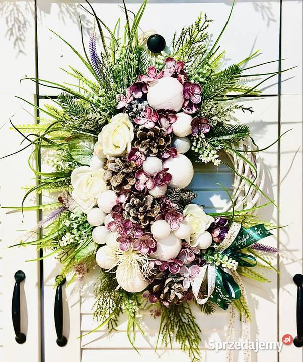 Wianek Boże Narodzenie Premium uroczy duży wielokolorowy Dekoracje świąteczne