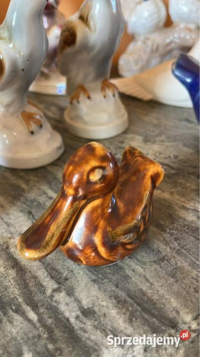 Figurka kaczka rena DróżdżHyży Projekt z 1954 Porcelana i szkło Gdańsk
