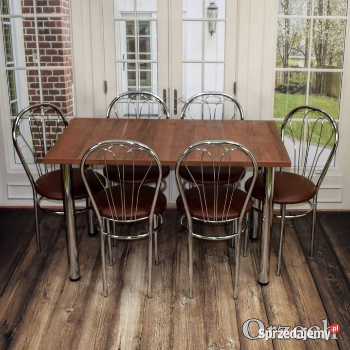 WYPRZEDAŻ Zestaw stół 120 x 70 6 krzeseł Venus 70cm Stoły z krzesłami Syców
