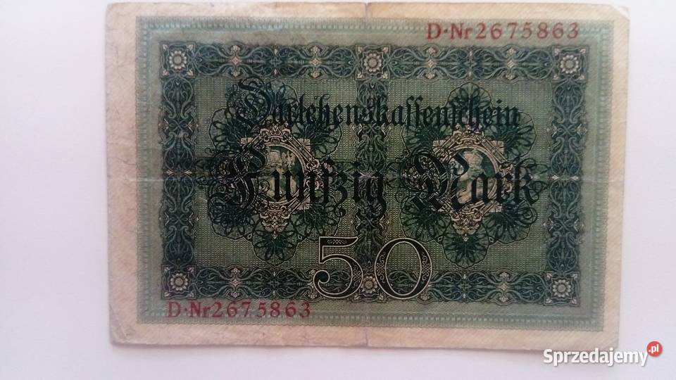 Banknot 50 marek 1914 r wielkopolskie Mosina