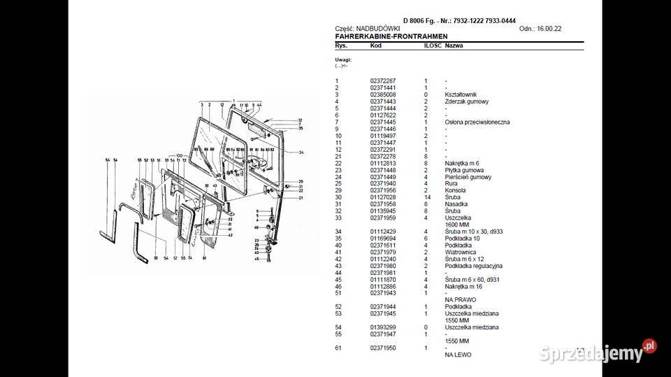 DEUTZ FAHR D 8006 katalog części POLSKU Poradniki, albumy i reportaże