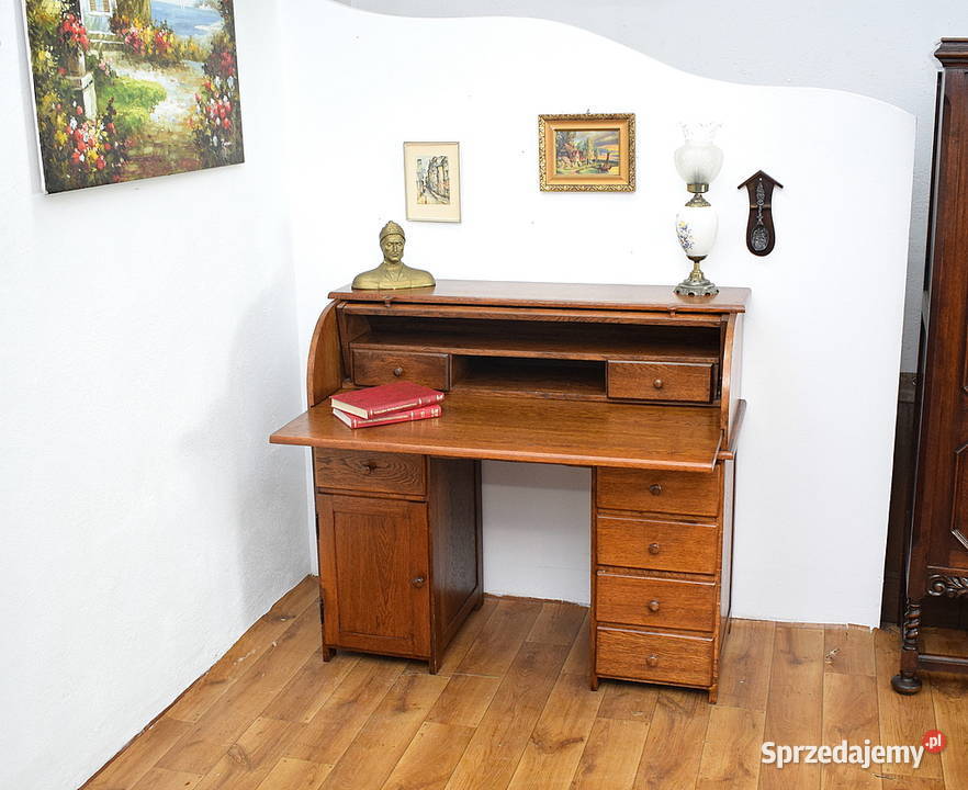 DĘBOWA SEKRETERA Z ROLETĄ BIURKO SEKRETARZYK Świdnica