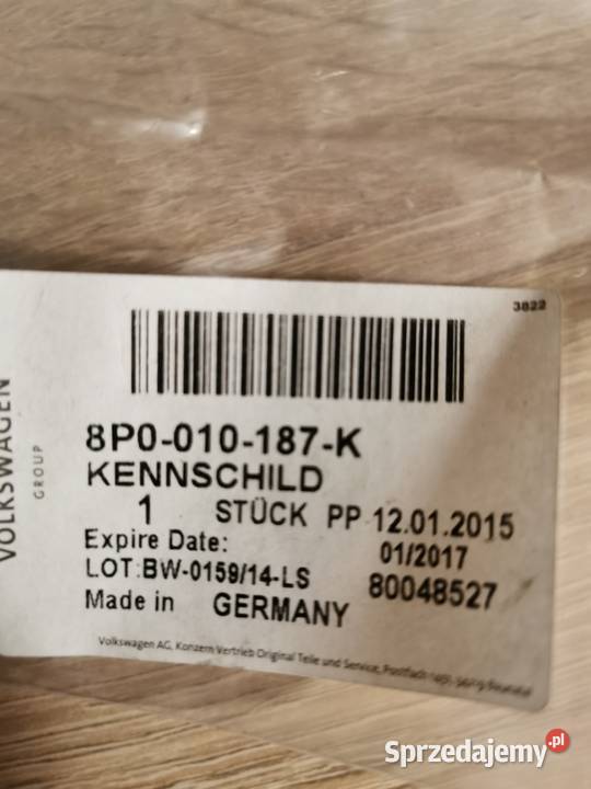 ORYGINALNA Naklejka Na Maskę Czynnik R134a Audi osobowe