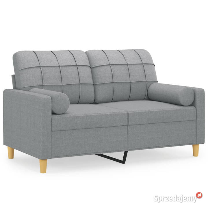 2osobowa sofa z poduszkami jasnoszara 120