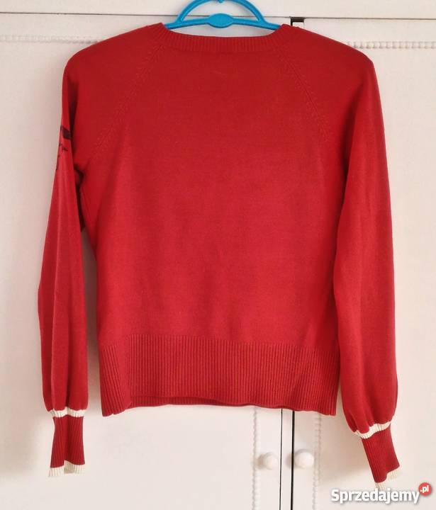 Sweter ONLY S czerwony retro vintage dekolt Szczecin