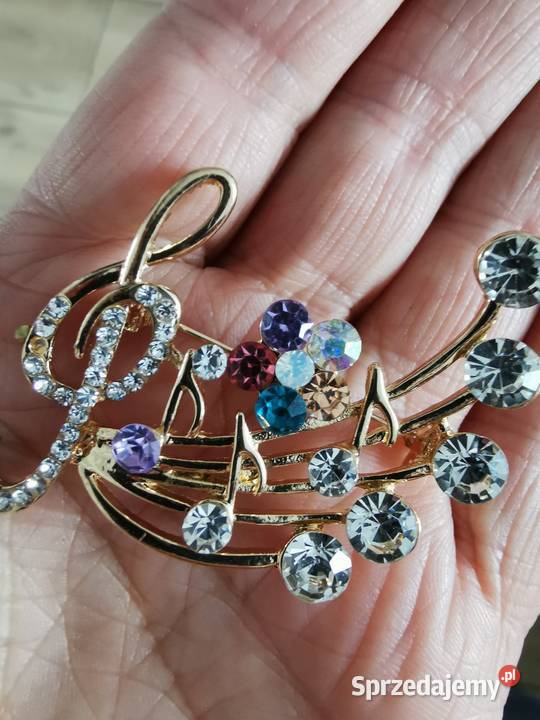 Broszka damska pięciolinia klucz wiolinowy nuty Kraków