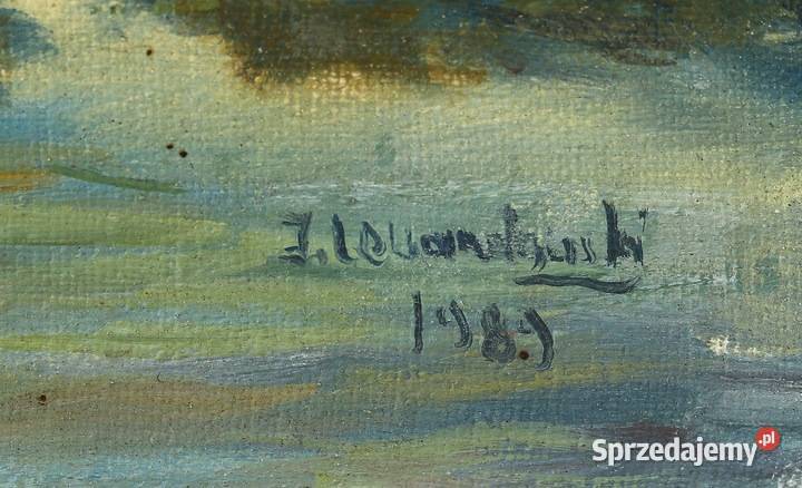 Jerzy Lewandowski Młyn Wodny olej na płótnie kujawsko-pomorskie Włocławek sprzedam