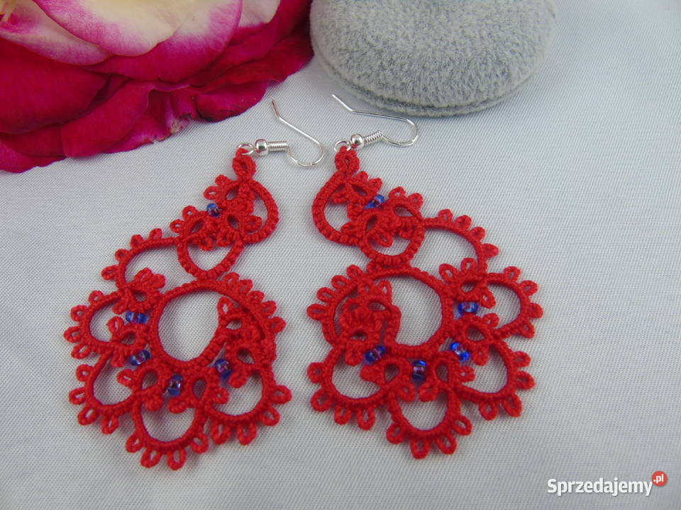 Kolczyki frywolitkowe Wiśniowa