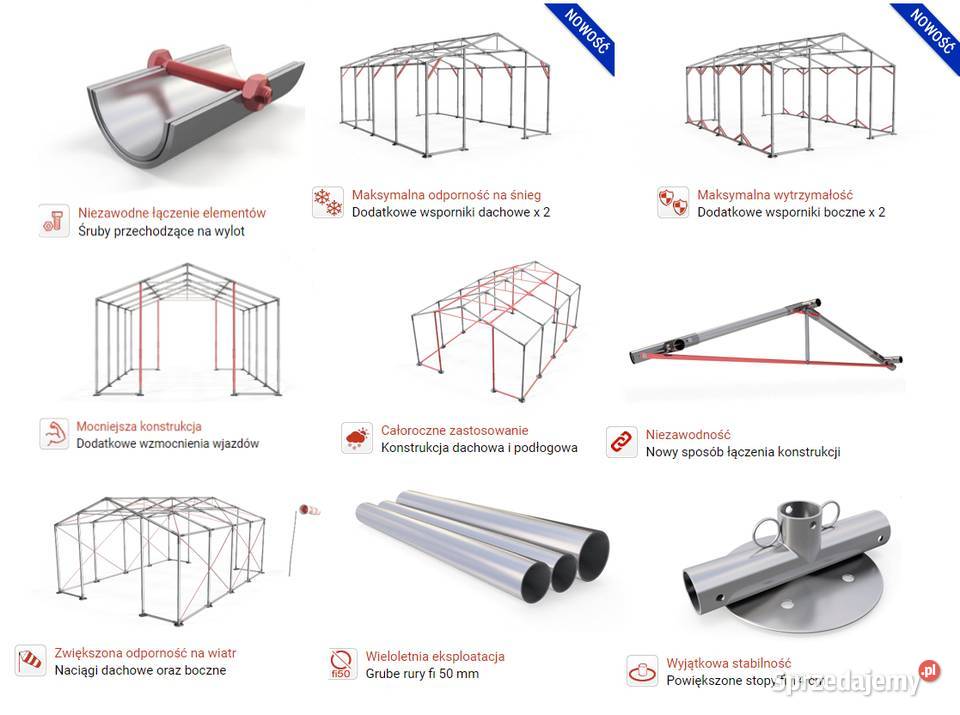 5x8x3m Namiot magazynowy hala trudnopalne mocny Gdańsk