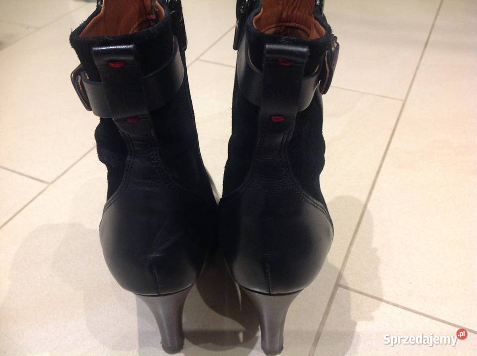 Botki Skórzane Damskie Czarne 36 Skóra naturalna Kozaki
