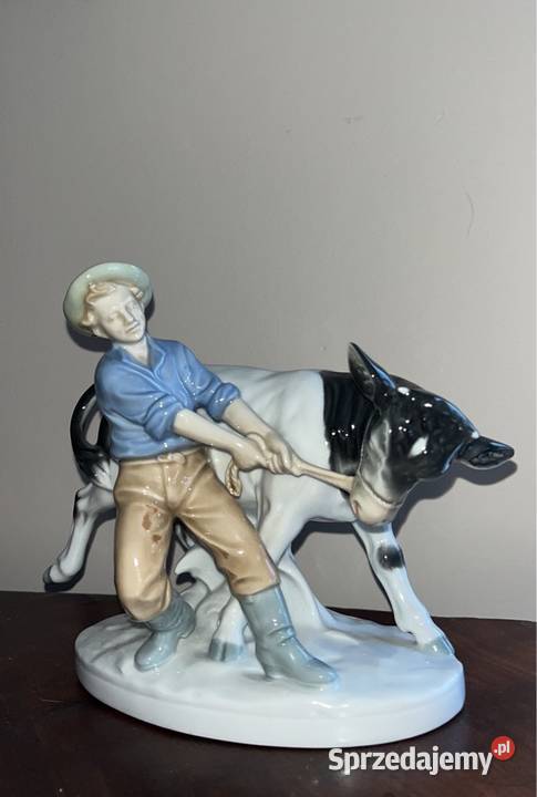 Figurka rolnika prowadzącego krowę Gdańsk sprzedam