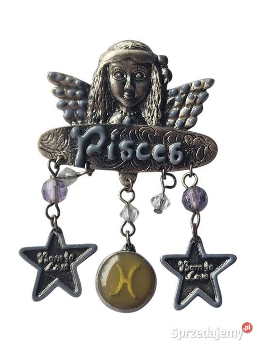 VINTAGE BROSZKA ANIOŁ ZODIAKALNY RYBY PISCES śląskie